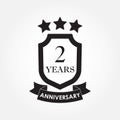 2 years anniversary icon or emblem. 2th anniversary label. Celebration, invitation and congratulation design element. Vector illus Royalty Free Stock Photo